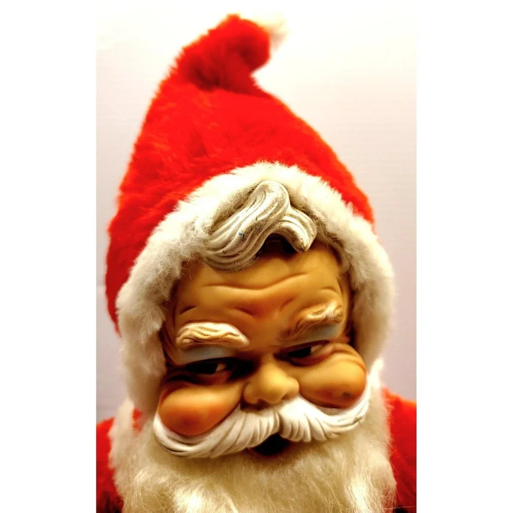 Vintage Santa Claus Plush Rubber Face Coca-Cola Bottle Red‎ White Good 16 inch